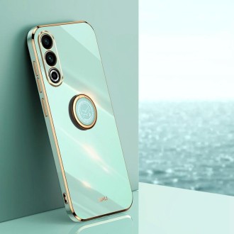 For Meizu 20 5G XINLI Straight 6D Plating Gold Edge TPU Shockproof Case with Ring Holder(Mint Green)