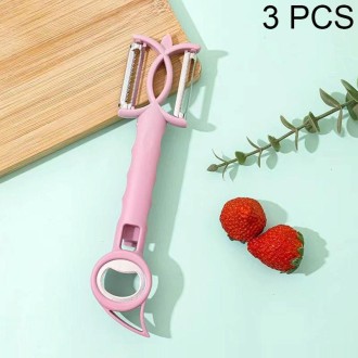 3 PCS 7 In 1 Multifunctional Peeling Bottle Opener Peeler Grater Can Opener(Purple)