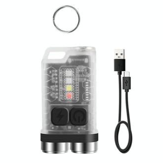 V3 Keychain Light USB Rechargeable Strong Light Mini Flashlight(Fluorescent White)