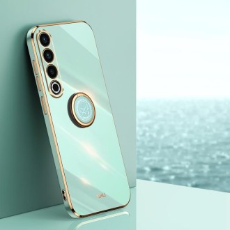 For Meizu 20 Pro 5G XINLI Straight 6D Plating Gold Edge TPU Shockproof Case with Ring Holder(Mint Green)