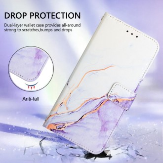 For itel A60 / A60s PT003 Marble Pattern Flip Leather Phone Case(White Purple)