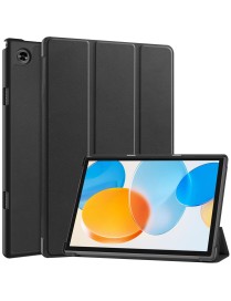 For Teclast M40 Pro 2023 Custer Pure Color 3-Fold Holder Leather Tablet Case(Black)