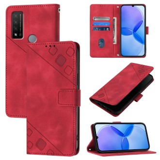 For TCL 20 R 5G Skin Feel Embossed Leather Phone Case(Red)