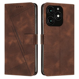 For itel A70 Dream Triangle Leather Phone Case with Long  Lanyard(Brown)