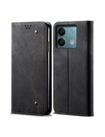 For Xiaomi Redmi Note 13 Denim Texture Casual Style Horizontal Flip Leather Case(Black)