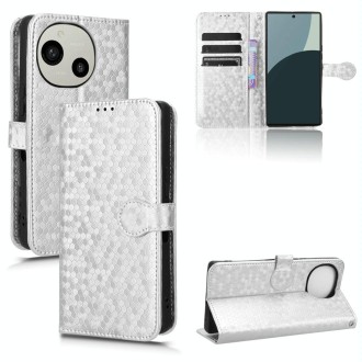 For Sharp Aquos R9 Honeycomb Dot Texture Leather Phone Case(Silver)