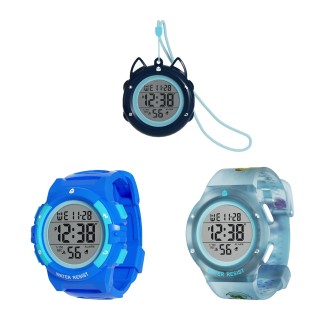 SPOVAN K01 Men Children LED Luminous Waterproof Electronic Sports Watch(Dark Blue Pocket Watch)