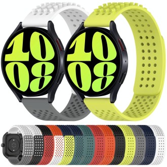 For Samsung Galaxy Watch 6 40mm 20mm Holes Breathable 3D Dots Silicone Watch Band(Midnight Blue+Olive Green)