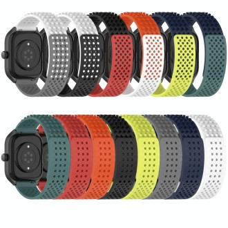 For Samsung Galaxy Watch 6 40mm 20mm Holes Breathable 3D Dots Silicone Watch Band(Midnight Blue+Olive Green)