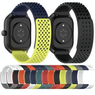 For Samsung Galaxy Watch 6 40mm 20mm Holes Breathable 3D Dots Silicone Watch Band(Midnight Blue+Olive Green)