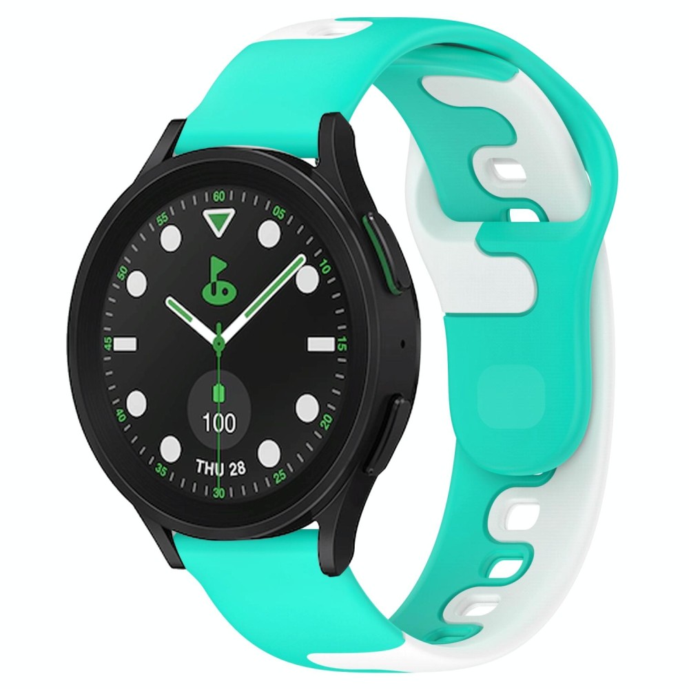 For Samsung Galaxy watch 5 Pro Golf Edition 20mm Double Color Silicone Watch Band(Cyan+White)