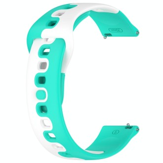 For Samsung Galaxy watch 5 Pro Golf Edition 20mm Double Color Silicone Watch Band(Cyan+White)