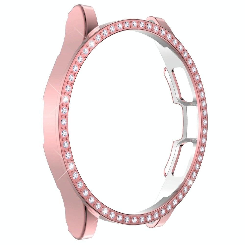 For Samsung Galaxy Watch4 Classic 46mm Single Row Diamond Hollowed PC Watch Case(Pink)