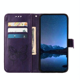 For Itel P40 Embossed Butterfly Leather Phone Case(Dark Purple)