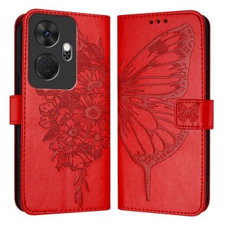 For Itel P55+ Embossed Butterfly Leather Phone Case(Red)