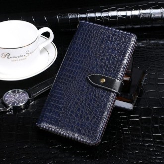 For Alcatel 1V (2019) idewei Crocodile Texture Horizontal Flip Leather Case with Holder & Card Slots & Wallet(Dark Blue)