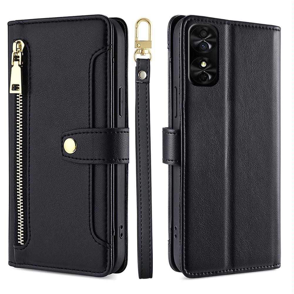 For TCL 50 SE 4G Lite Sheep Texture Cross-body Zipper Wallet Leather Phone Case(Black)