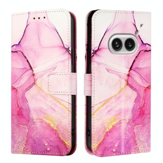 For Nothing Phone 2a PT003 Marble Pattern Flip Leather Phone Case(Pink Purple Gold)