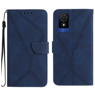 For TCL 502 Stitching Embossed Leather Phone Case(Blue)