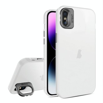 For iPhone X / XS Skin Feel Lens Holder Translucent Phone Case(White)