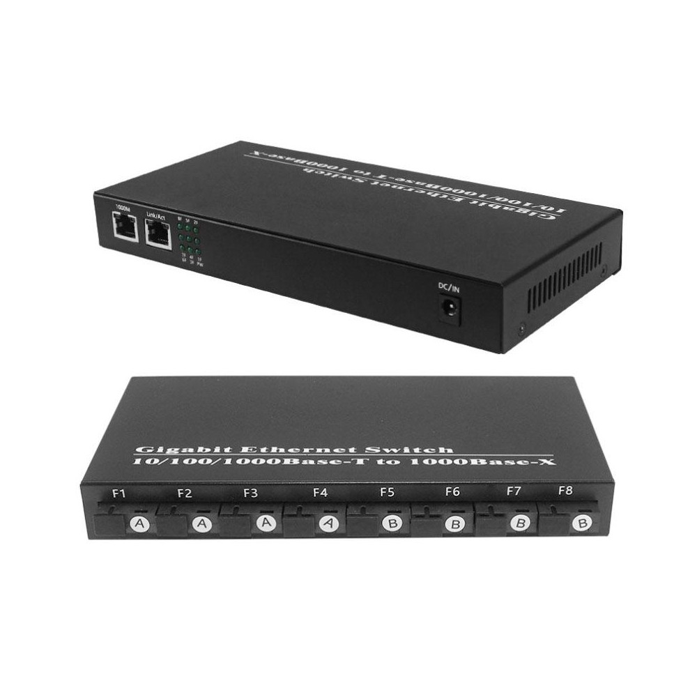 8 Fiber Port+2 Lan Port 1000Mbps Fiber Transceiver