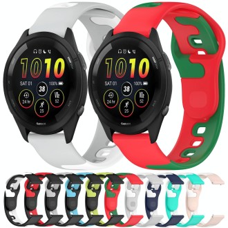 For Garmin Forerunner 255 Music 22mm Double Color Silicone Watch Band(Black+Grey)