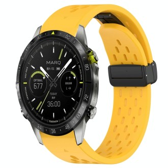 For Garmin MARQ Quick Release Holes Magnetic Buckle Silicone Watch Band(Yellow)