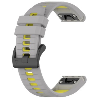 For Garmin MARQ Athlete Gen 2 22mm Sports Two-Color Silicone Watch Band(Grey+Yellow)