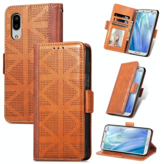 For Sharp Aquos Sense 3 Lite Grid Leather Flip Phone Case(Brown)