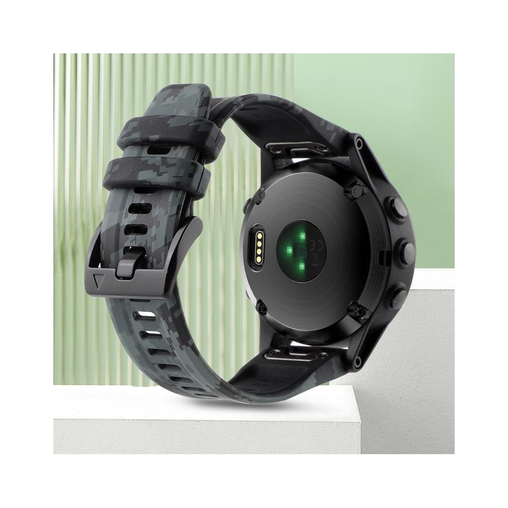 For Garmin Fenix 6 GPS 22mm Camouflage Silicone Watch Band(Camouflage Black)