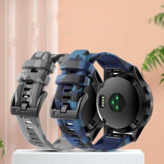 For Garmin Fenix 6 GPS 22mm Camouflage Silicone Watch Band(Camouflage Black)