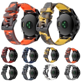 For Garmin Fenix 6 GPS 22mm Camouflage Silicone Watch Band(Camouflage Black)