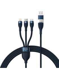 Baseus Flash Series II 1.2m USB + Type-C to Micro USB + 8 Pin + Type-C 100W Fast Charging Cable(Blue)