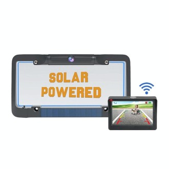 Solar License Plate Frame Wireless Transmission Reversing Camera Display