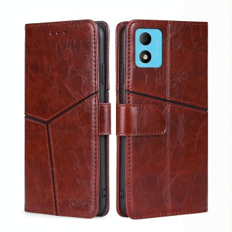 For TCL 305i Geometric Stitching Leather Phone Case(Dark Brown)