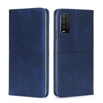 For TCL 205 Cow Texture Magnetic Horizontal Flip Leather Phone Case(Blue)