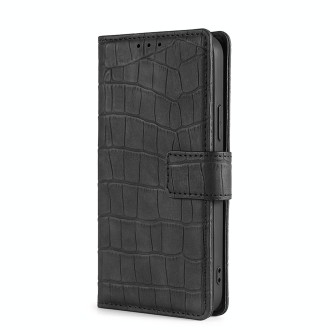 For Doogee X96 Pro Skin Feel Crocodile Magnetic Clasp Leather Phone Case(Black)