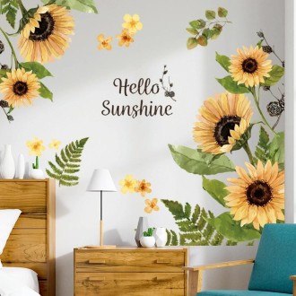 Fresh Sunflower Wall Stickers Living Room Flower Background Wall Decoration Wallpaper 30 x 90cm