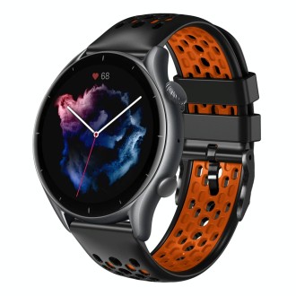 For Amazfit GTR 3 22mm Two-Color Breathable Silicone Watch Band(Black+Orange)