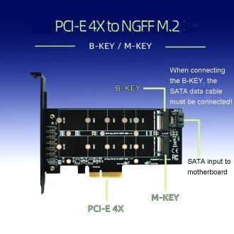 M.2 PCIe SSD Adapter Card PCIE 4x to M.2 Key M B Dual Interface Card