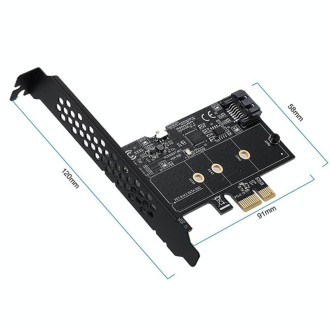 PCI-E to SATA3.0+M2 NGFF Expansion Card 6G Hard Disk Transfer Card(Black)