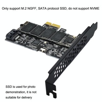 PCI-E to SATA3.0+M2 NGFF Expansion Card 6G Hard Disk Transfer Card(Black)