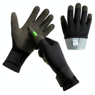 1pair 3mm Diving Gloves Swimming Fish Catching Non-slip Anti-stab Gloves For Adult, Size: L 