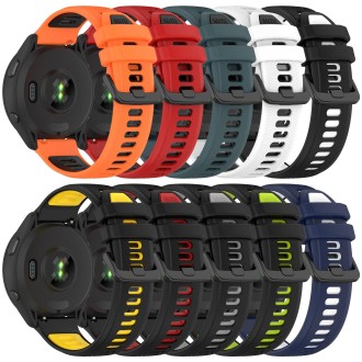 For  SUUNTO 9 Peak 22mm Sports Two-Color Silicone Watch Band(White+Black)