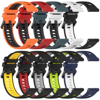 For  SUUNTO 9 Peak 22mm Sports Two-Color Silicone Watch Band(White+Black)