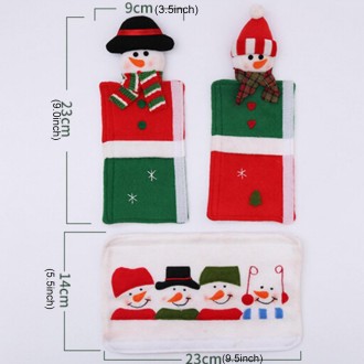 3 in 1 Christmas Style Cloth Fridge Microwave Oven Door Handle Cover Set, Size: 23*14cm