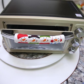 3 in 1 Christmas Style Cloth Fridge Microwave Oven Door Handle Cover Set, Size: 23*14cm