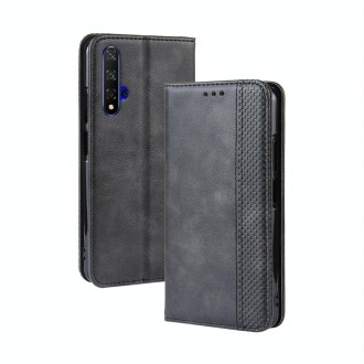 Magnetic Buckle Retro Crazy Horse Texture Horizontal Flip Leather Case for Huawei Honor 20,with Holder & Card Slots & Photo Fram