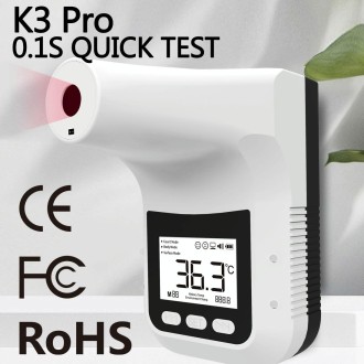 K3 Pro Handsfree Non-contact Forehead Body Light-sensitive Distance Sensor Infrared Thermometer, 2.8 inch LCD Display Screen