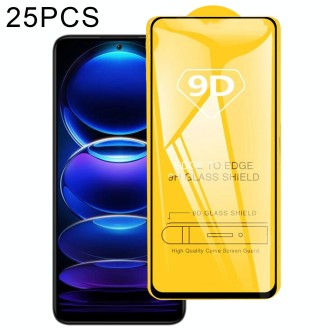 For Xiaomi Redmi Note 12 China / Note 12 Global / Poco X5 / Redmi Note 12 Turbo 25pcs 9D Full Glue Full Screen Tempered Glass Fi